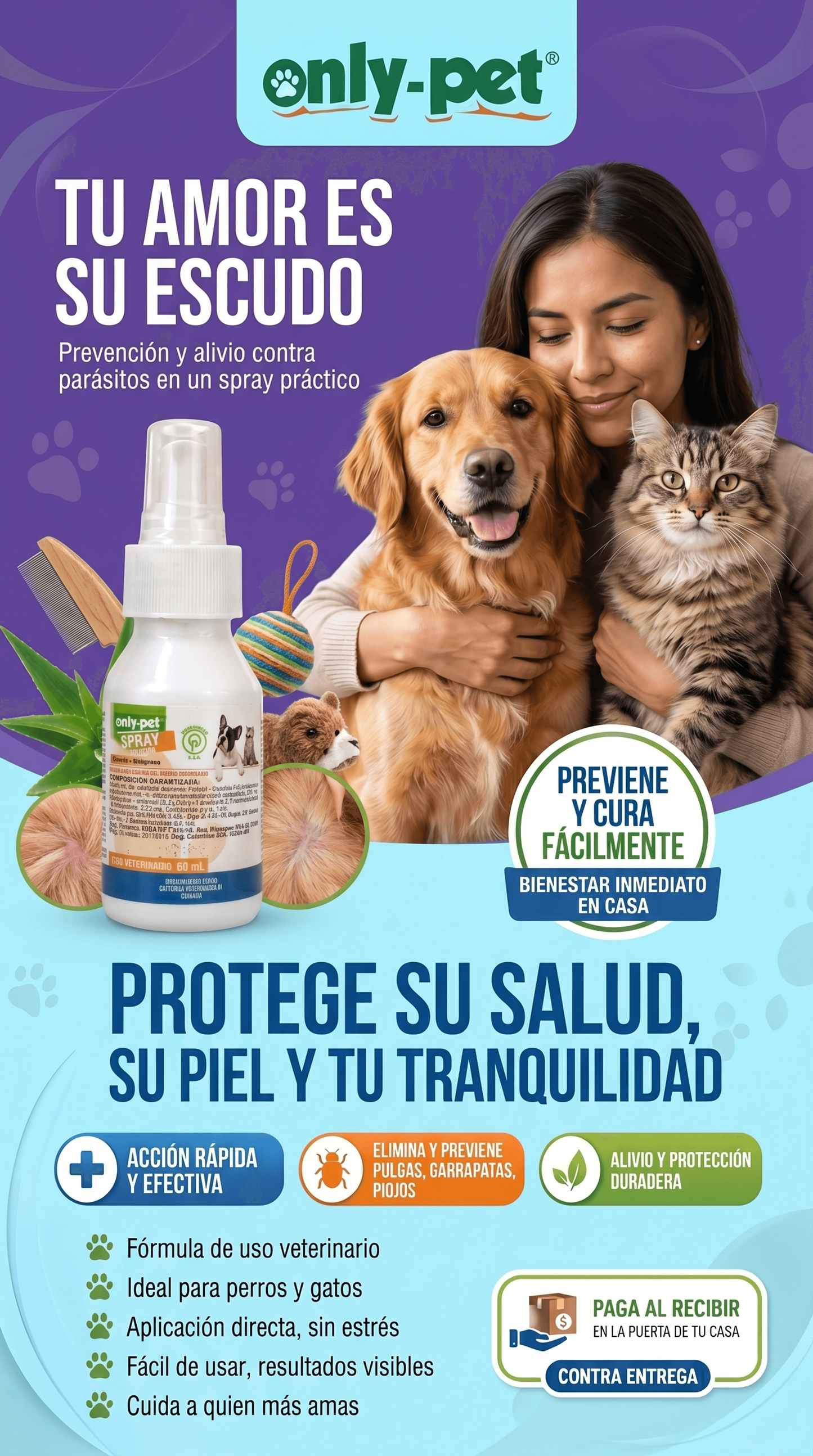 Spray Antipulgas y Garrapatas para Perros y Gatos + Envío Gratis + Pagas al Recibir