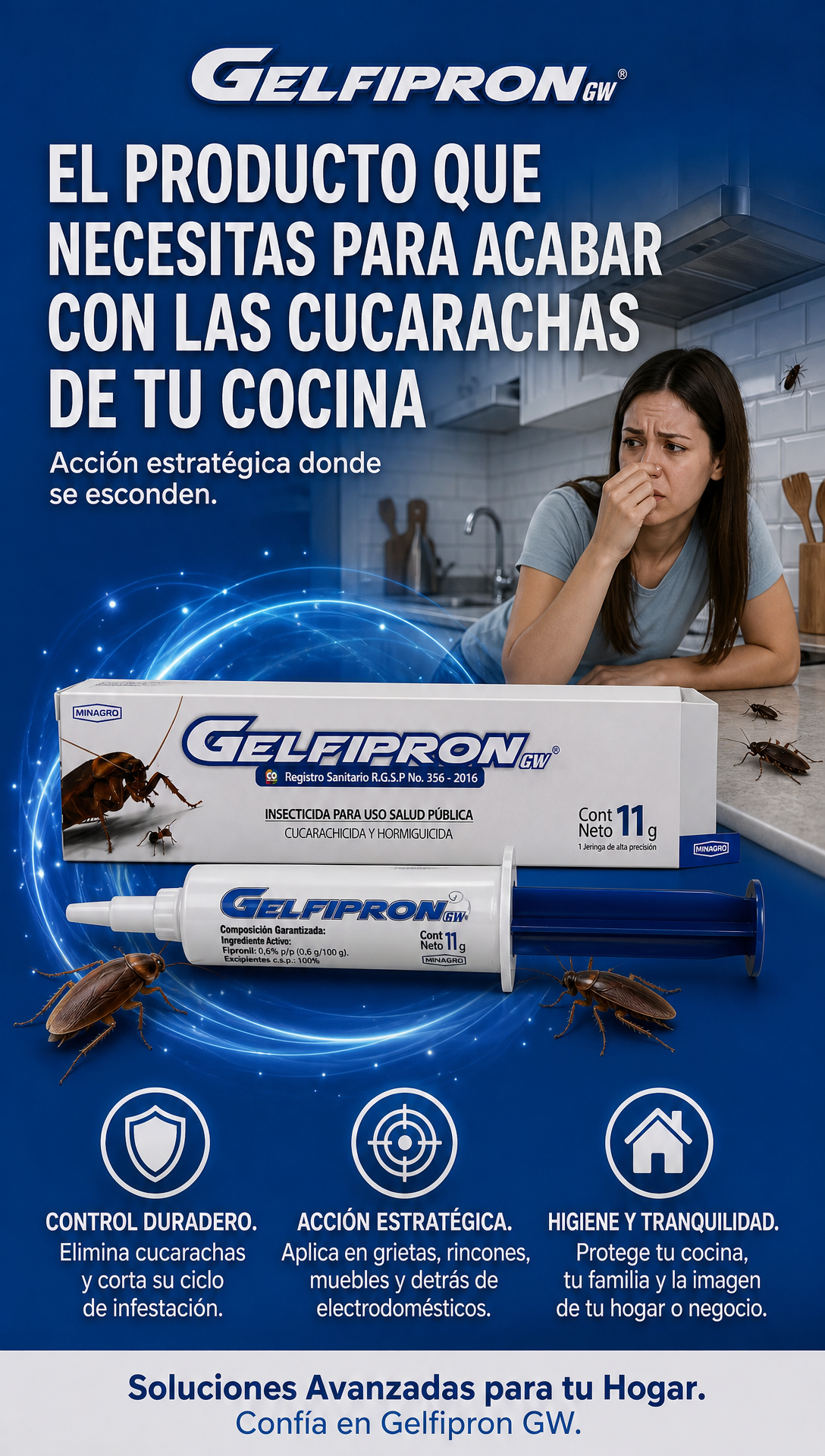 Gel Profesional de Aplicación Precisa para Cucarachas - ENVIO GRATIS Y PAGO EN CASA